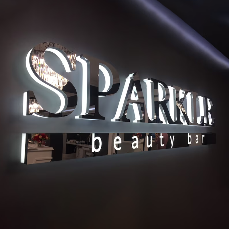 Custom led stainless steel backlit signboard for shop
