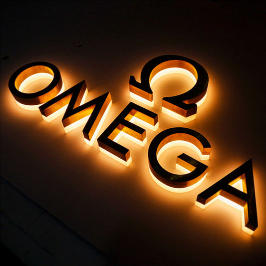 Custom outdoor led stainless steel channel sign for business