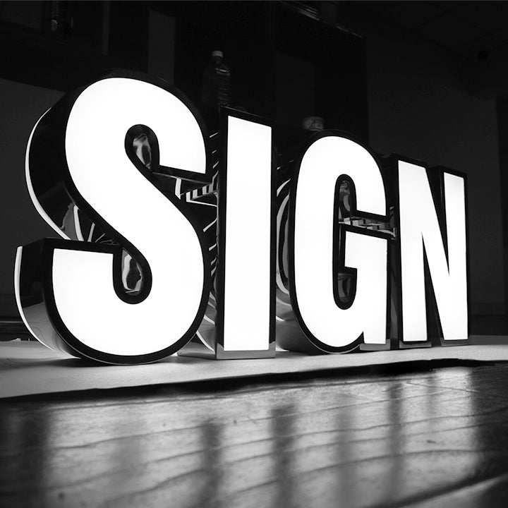 Custom outdoor led stainless steel channel sign for business