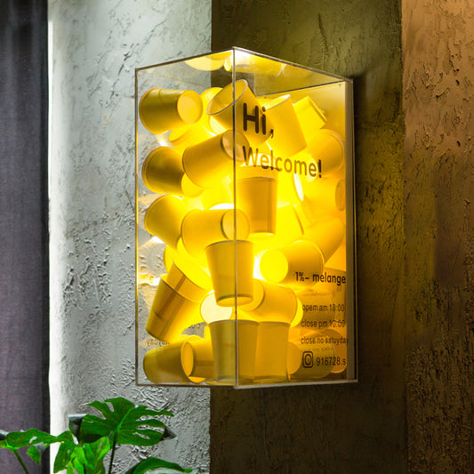 Paper Cup Clear Acrylic Light Box For Store Shop
