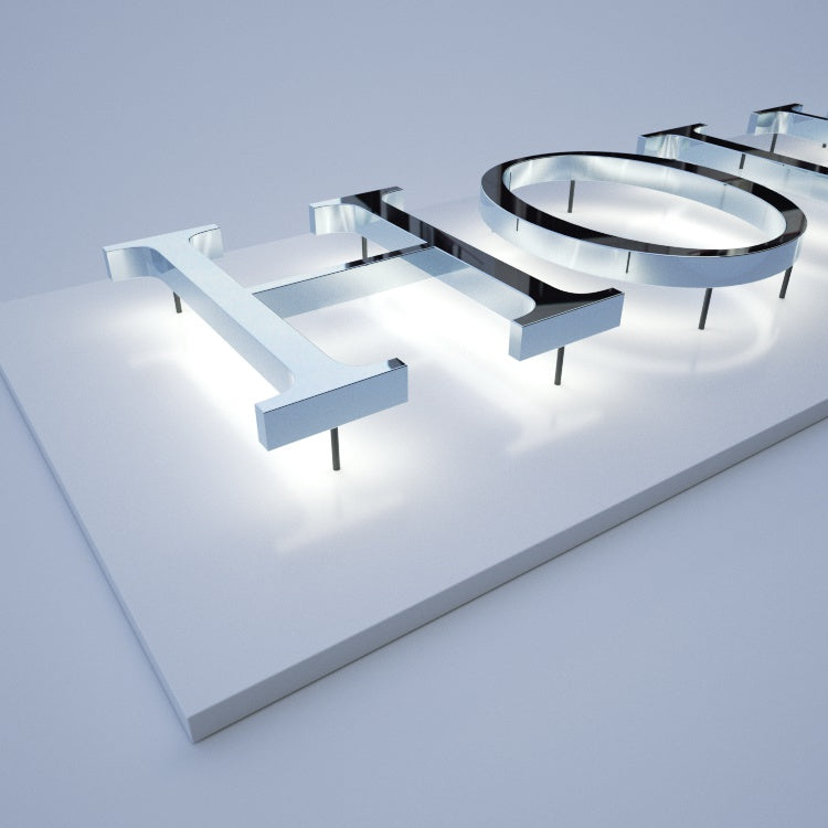 Customized 3d Stainless Backlit Led Sign for Store Office Restaurant Business
