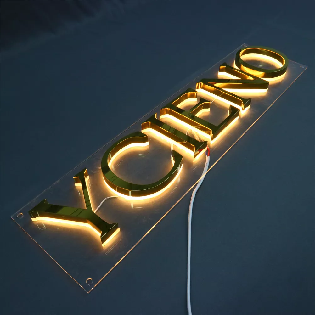 Customized 3d Stainless Backlit Led Sign for Store Office Restaurant Business